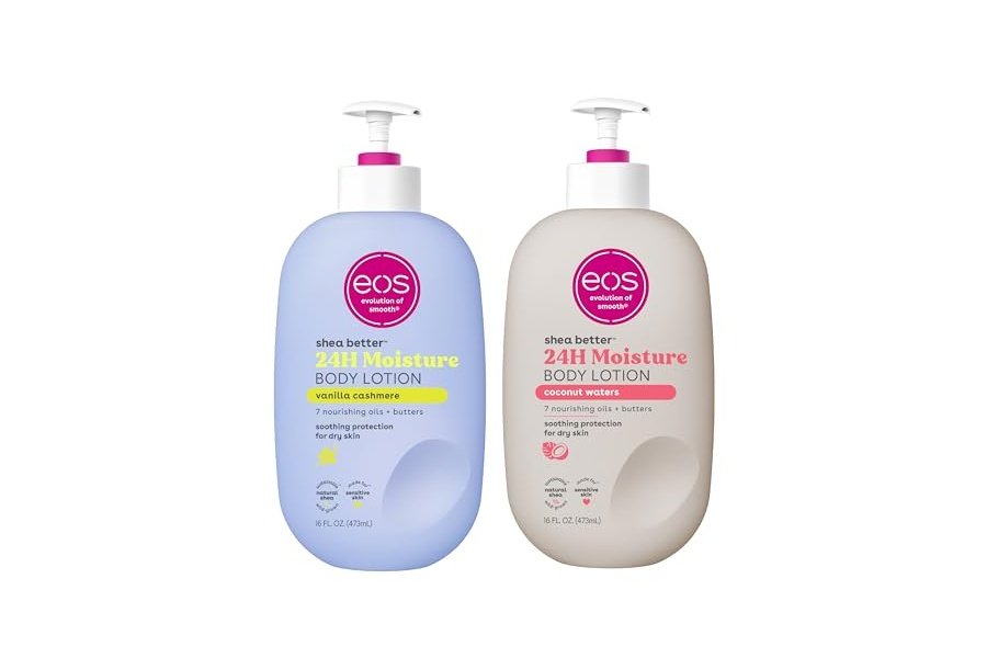 Loción corporal EOS Shea Better Body Lotion - Agua de vainilla, cachemira y coco, 16 onzas líquidas, paquete de 2