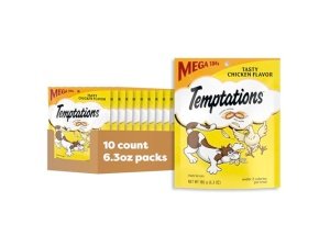 Temptations Classic Crunchy and Soft Cat Treats Sabor a Pollo, 6.3 oz (Paquete de 10)