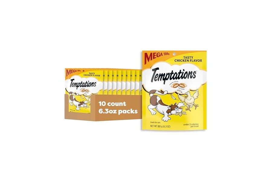 Temptations Classic Crunchy and Soft Cat Treats Sabor a Pollo, 6.3 oz (Paquete de 10)