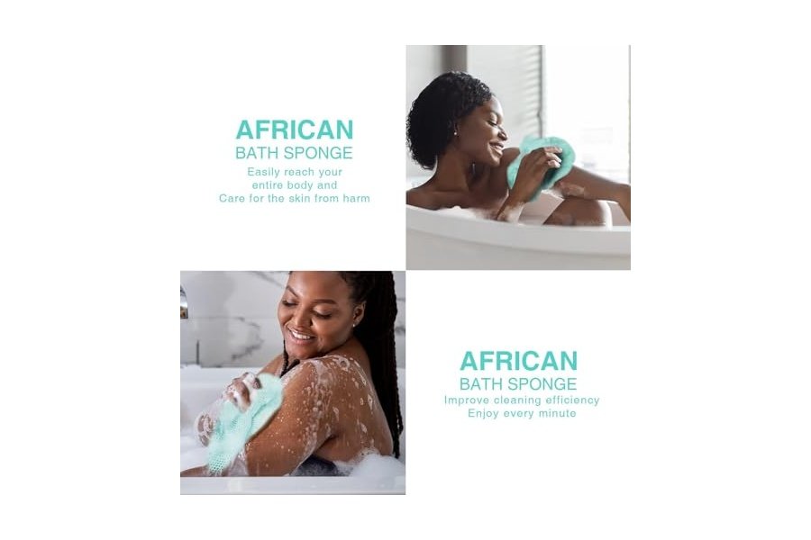 Esponja de baño africana de red africana, esponja de baño de red larga, exfoliante, para ducha, cuerpo, espalda y piel más suave, ideal para uso diario (verde) - Image 5