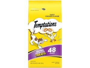 TEMPTATIONS - Golosinas clásicas crujientes y suaves para gatos con delicioso sabor a pollo, 48 onzas (paquete de 1)