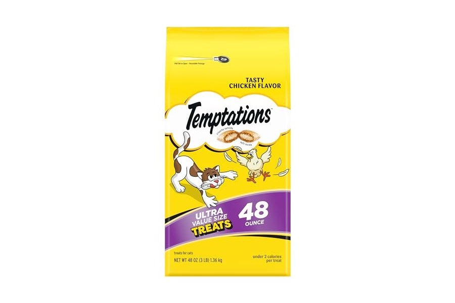 TEMPTATIONS - Golosinas clásicas crujientes y suaves para gatos con delicioso sabor a pollo, 48 onzas (paquete de 1)