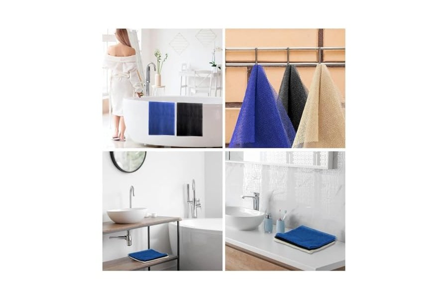 UJFQBH - 3 esponjas de baño africanas de red africana, esponja de baño de red larga, exfoliante, para ducha, cuerpo, espalda y piel más suave, ideal para uso diario (azul, negro, blanquecino) - Image 7
