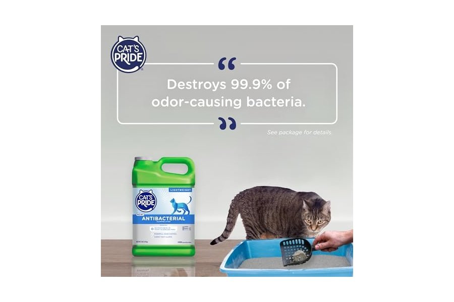 Nueva arena antibacteriana para gatos Cat's Pride: Elimina el 99.9% de las bacterias que causan mal olor - Potente control de olores - Arena aglomerante ligera de primera calidad - Perfumada, 5.4 kg - Image 5