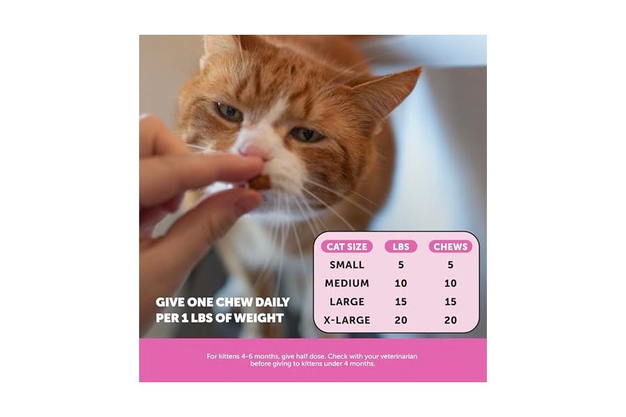 Masticables multivitamínicos para gatos Pet Honesty: premios para la salud, el sistema inmunitario, las articulaciones, la piel, el pelaje y la digestión. Omega 3, lisina y probióticos. Vitaminas para gatos. Pollo (suministro para 90 días). - Image 5