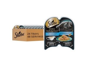 Comida húmeda para gatos adultos Sheba Gravy Indulgence, plato principal de pescado blanco con salsa extra, bandejas de 77 g (24 unidades, 48 ​​porciones)
