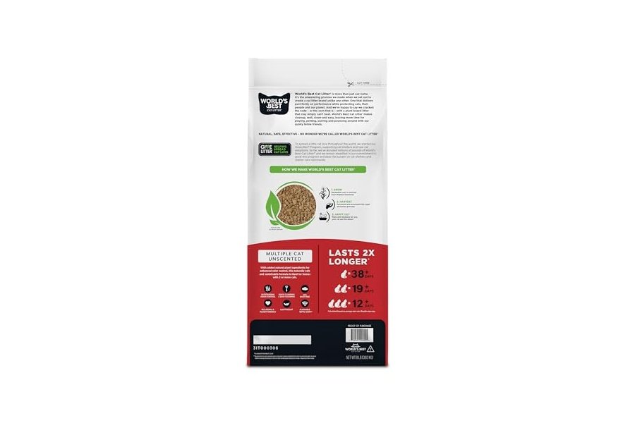 LA MEJOR ARENA PARA GATOS DEL MUNDO. Sin perfume para múltiples gatos, 8 libras. Ingredientes naturales, aglomeración rápida, desechable por el inodoro, 99 % libre de polvo y fabricada en EE. UU. Control de olores duradero y fácil de recoger. - Image 3