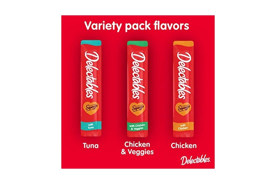 Paquete variado Delectables Squeeze Up, puré cremoso exprimible, premios húmedos para lamer para gatos, sin cereales, sin rellenos, subproductos ni conservantes añadidos, tubo de 0.5 onzas, 20 tubos en total - Image 9