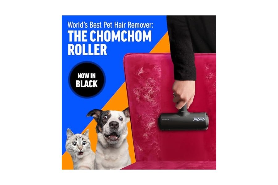 Rodillo quitapelusas reutilizable Chom Chom Roller para mascotas (negro). Eliminador de pelos de gatos y perros ChomChom para muebles, sofás, alfombras, ropa y ropa de cama. Herramienta portátil para eliminar pelos en múltiples superficies. - Image 2