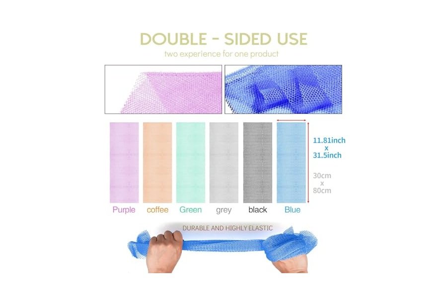 6 esponjas de baño africanas de red africana, esponja de baño de red larga, exfoliante, para ducha, cuerpo, espalda y piel más suave, ideal para uso diario (morado, gris, azul, negro, marrón, verde). - Image 3