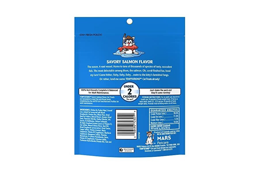 TEMPTATIONS - Golosinas clásicas crujientes y suaves para gatos con sabor a salmón, bolsa de 170 g (paquete de 10) - Image 3