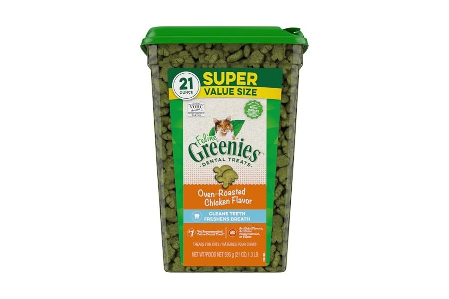 Premios para gatos Greenies Feline Natural Dental Care con sabor a pollo asado al horno, envase de 593 g