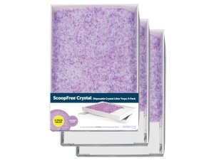Arena para gatos PetSafe ScoopFree Crystal con bandeja de repuesto y tapa, aroma a lavanda, bolsa de 2 kg (cada bandeja), paquete de 3