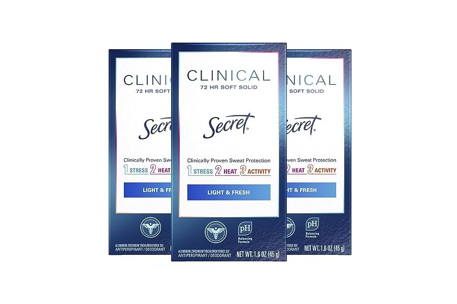 Antitranspirante y desodorante Secret Clinical Strength para mujer, ligero y fresco, suave y sólido, 1.6 oz (paquete de 3)