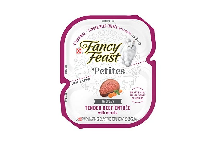 Alimento húmedo para gatos Purina Fancy Feast Gourmet Gravy, Petites Carne de Res Tierna con Zanahorias - 75 g (Paquete de 12)