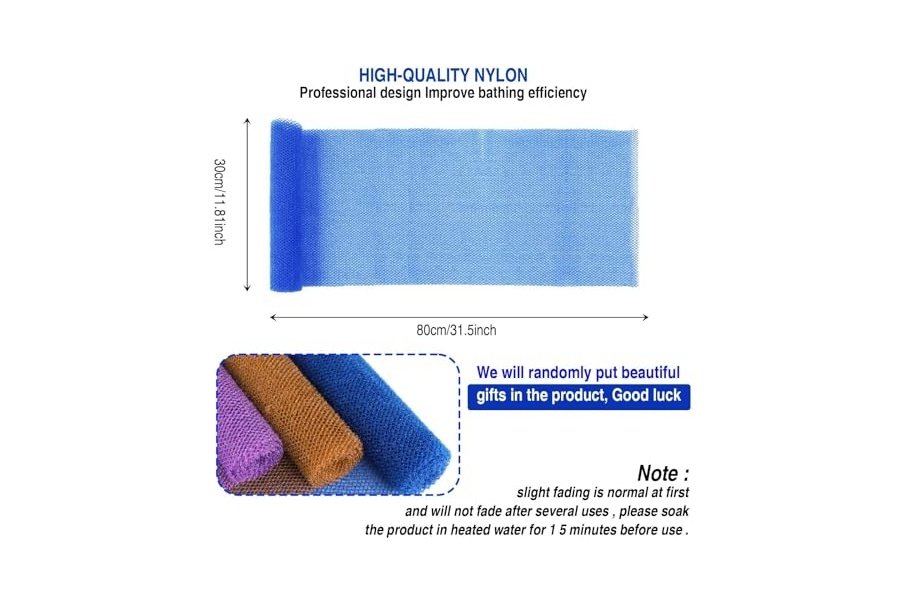 3 esponjas de baño africanas de red africana, esponja de baño de red larga, exfoliante, para ducha, cuerpo, espalda y piel más suave, ideal para uso diario (marrón, azul, morado). - Image 3