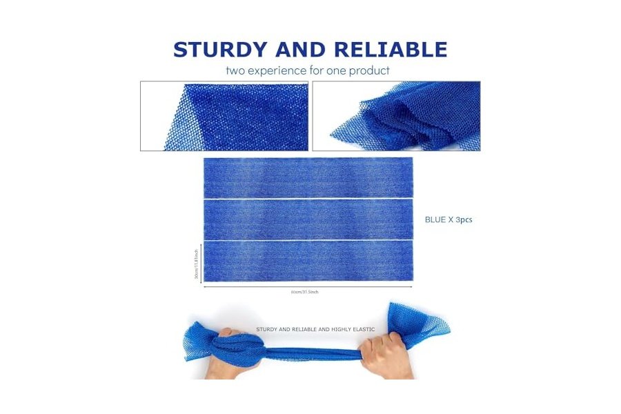 3 esponjas de baño africanas de red africana, esponja de baño de red larga, exfoliante, para ducha, cuerpo, espalda y piel más suave, ideal para uso diario (azul). - Image 3