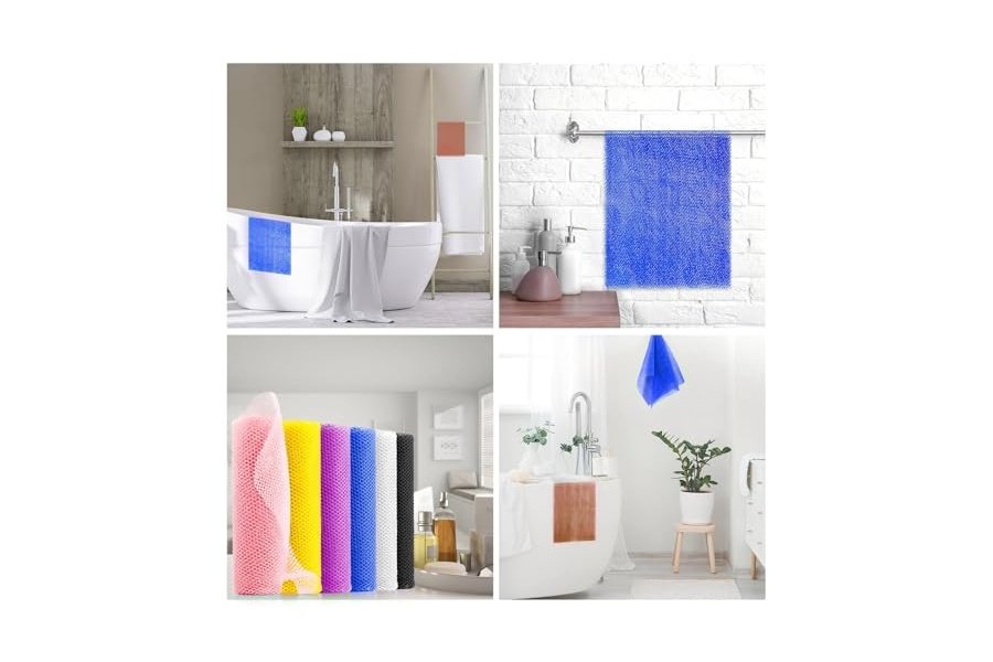6 esponjas de baño africanas de red africana, esponja de baño de red larga, exfoliante, para ducha, cuerpo, espalda y piel más suave, ideal para uso diario (rosa, amarillo, morado, azul, negro, blanquecino). - Image 6