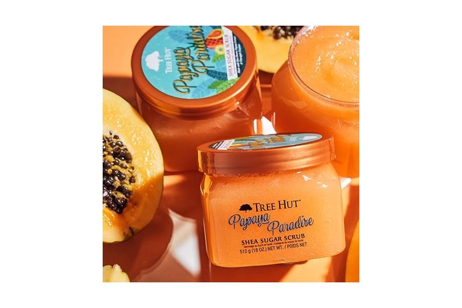 Exfoliante corporal exfoliante con azúcar y karité Tree Hut Papaya Paradise | Elimina la piel muerta y seca para una sensación suave e hidratada | Cuidado corporal esencial nutritivo | 18 fl oz. - Image 4