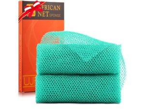 2 esponjas de baño africanas de red africana, esponja de baño de red larga, exfoliante, para ducha, cuerpo, espalda y piel más suave, ideal para uso diario (verde).