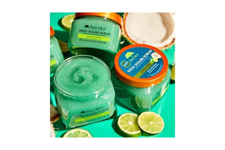 Exfoliante corporal de azúcar y karité Tree Hut, coco y lima, 18 oz - Image 3