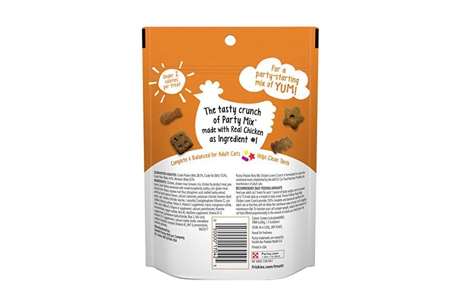 Premios para gatos Purina Friskies, hechos en EE. UU., mezcla para fiestas, pollo crujiente para amantes - (6) bolsas de 177 g - Image 2