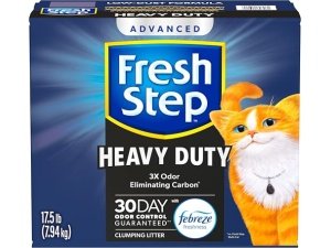 Arena aglomerante para gatos Fresh Step, de alta resistencia y avanzada, con control de olores de larga duración (30 días) y carbón eliminador de olores, 17.5 lb