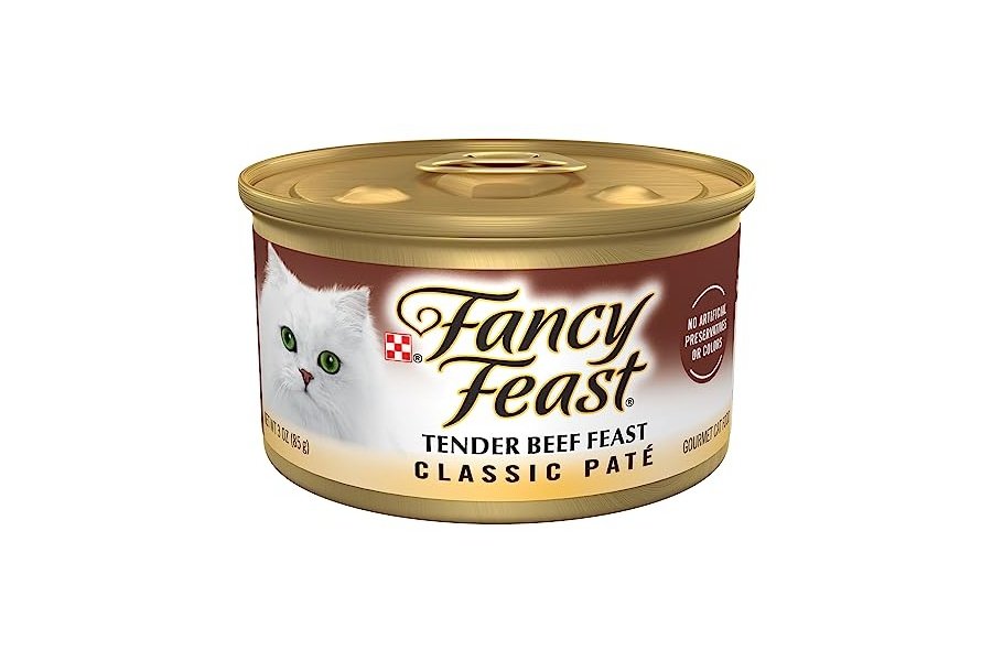 Purina Fancy Feast Tender Beef Feast Classic Grain Free - Paté de comida húmeda para gatos (paquete de 24) latas de 85 g