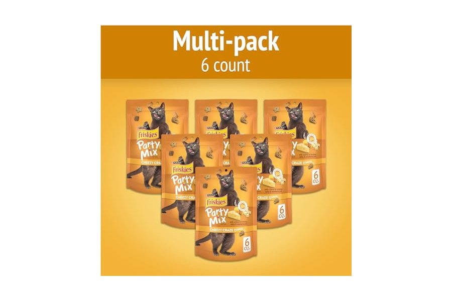 Premios para gatos Purina Friskies, Party Mix Cheezy Craze Crunch - (Paquete de 6) Bolsas de 170 g - Image 2