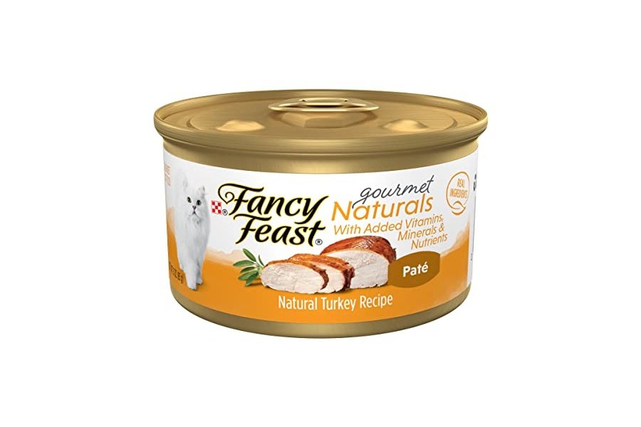Alimento húmedo para gatos Purina Fancy Feast Gourmet Naturals con receta de pavo, 85 g (paté), caja de 12 unidades (12 x 85 g)