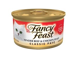 Purina Fancy Feast Paté de carne tierna y pollo Feast Classic Grain Free para gatos - (Paquete de 24) Latas de 3 oz