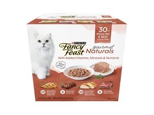 Alimento húmedo para gatos Purina Fancy Feast, paquete variado, colección Gourmet Naturals de aves y res - (paquete de 30) latas de 85 g