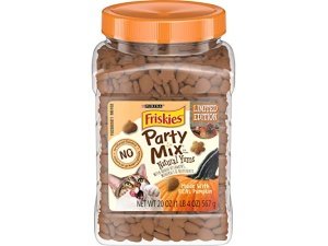 Purina Friskies, premios naturales para gatos, mezcla para fiestas, sabor natural con calabaza - Envase de 590 g