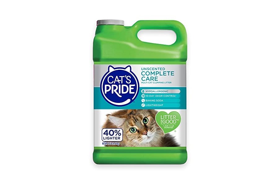 Arena aglomerante ligera y premium Cat's Pride: Cuidado completo - Hasta 10 días de control eficaz del olor - Hipoalergénica - Multigatos, sin perfume, 4.5 kg