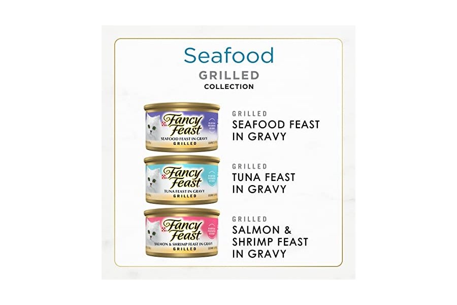 Comida húmeda para gatos Purina Fancy Feast a la parrilla con mariscos en paquete variado (paquete de 30) latas de 85 g - Image 2
