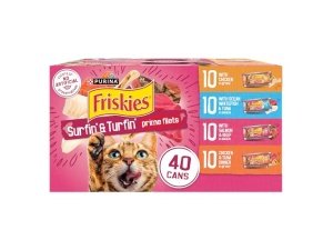 Purina Friskies Gravy - Alimento húmedo para gatos (paquete variado, Surfin’ and Turfin’ Prime Filets Favorites) - (Paquete de 40) Latas de 157 g