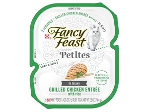 Alimento húmedo para gatos Purina Fancy Feast Petites Gourmet Gravy, Pollo a la parrilla con arroz (paquete de 12) envases de 75 g