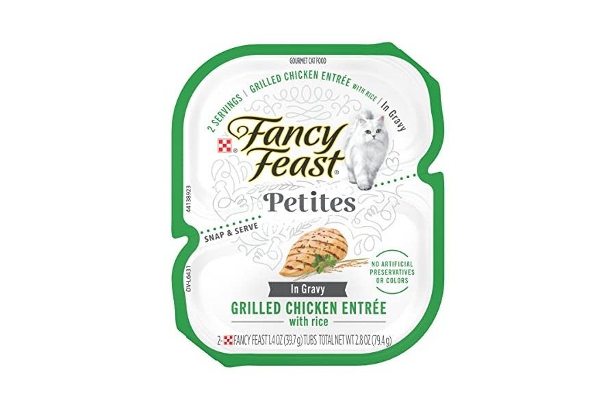 Alimento húmedo para gatos Purina Fancy Feast Petites Gourmet Gravy, Pollo a la parrilla con arroz (paquete de 12) envases de 75 g