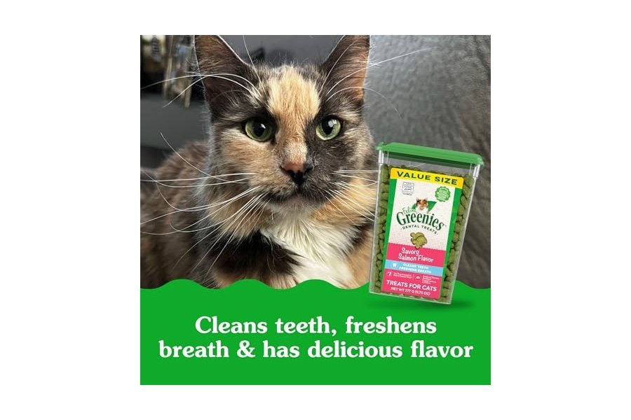 Premios dentales para gatos adultos Greenies Feline, sabor a salmón, envase de 250 g - Image 3