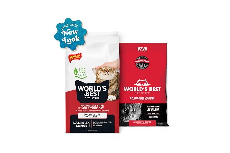 LA MEJOR ARENA PARA GATOS DEL MUNDO. Sin perfume para varios gatos, 7 kg. Ingredientes naturales, aglomeración rápida, desechable por el inodoro, 99 % libre de polvo y fabricada en EE. UU. Control de olores duradero y fácil de recoger. - Image 2
