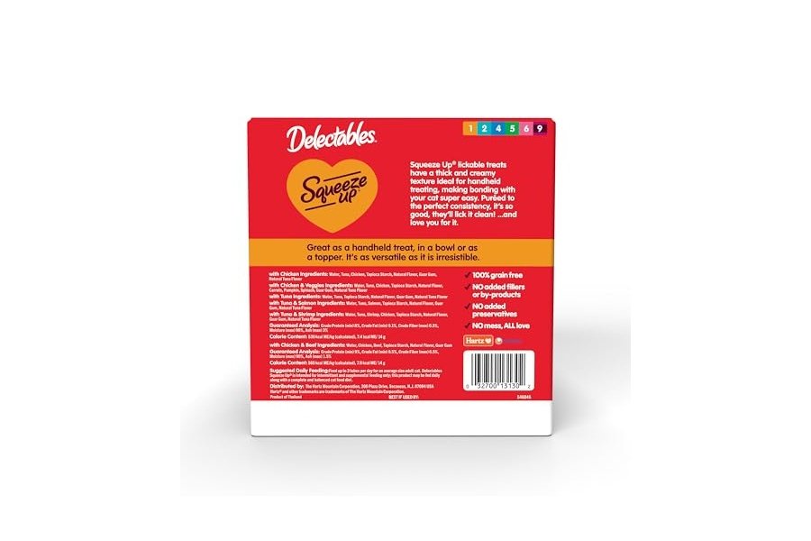 Paquete variado Delectables Squeeze Up, puré cremoso exprimible, premios húmedos para lamer para gatos, sin cereales, sin rellenos, subproductos ni conservantes añadidos, tubo de 0.5 onzas, 104 tubos en total - Image 5