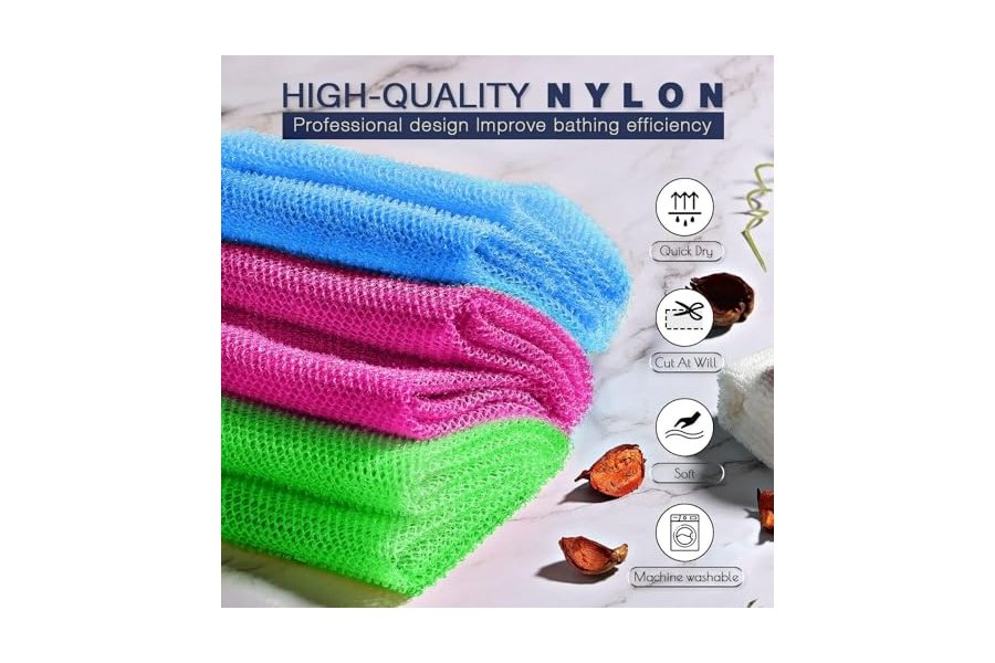 3 esponjas de baño africanas de red africana, esponja de baño de red larga, exfoliante, para ducha, cuerpo, espalda y piel más suave, ideal para uso diario (rosa, rojo, azul, verde). - Image 6