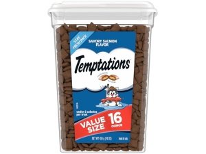 Temptations Classic Crunchy and Soft Cat Treats Sabor a Salmón, Envase de 16 oz