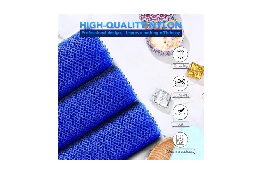 3 esponjas de baño africanas de red africana, esponja de baño de red larga, exfoliante, para ducha, cuerpo, espalda y piel más suave, ideal para uso diario (azul). - Image 4
