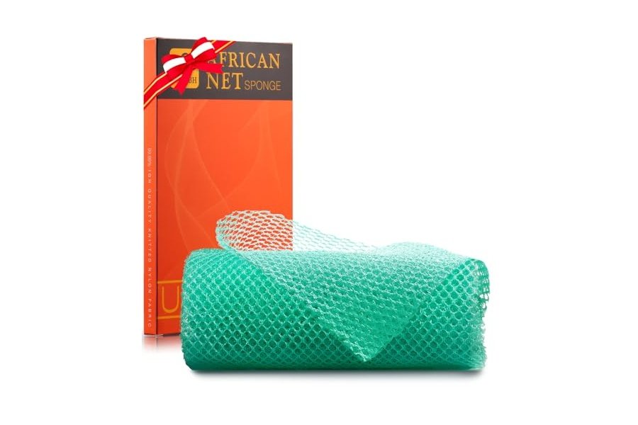 Esponja de baño africana de red africana, esponja de baño de red larga, exfoliante, para ducha, cuerpo, espalda y piel más suave, ideal para uso diario (verde)