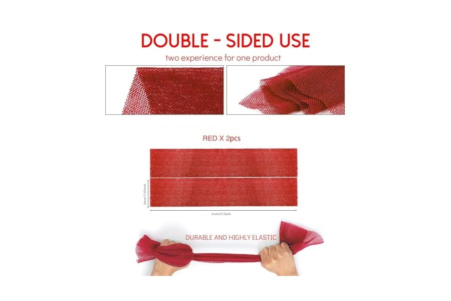 2 esponjas de baño africanas de red africana, esponja de baño de red larga, exfoliante, para ducha, cuerpo, espalda y piel más suave, ideal para uso diario (roja) - Image 7