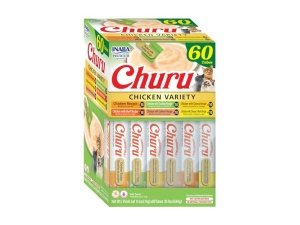 Galletas para gatos INABA Churu, sin cereales, para lamer y exprimibles, puré cremoso, 60 porciones, caja variada de pollo