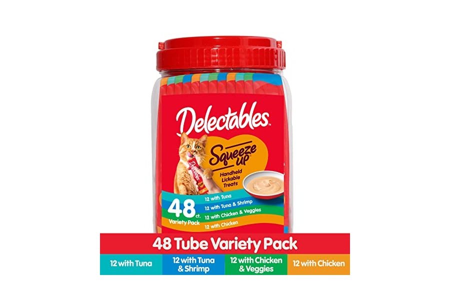Paquete variado Delectables Squeeze Up, puré cremoso exprimible, premios húmedos para lamer para gatos, sin cereales, sin rellenos, subproductos ni conservantes añadidos, tubo de 0.5 onzas, 48 ​​tubos en total - Image 4