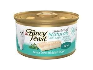 Alimento húmedo para gatos Purina Fancy Feast, receta de pescado blanco del océano, paquete de 12 latas de 85 g