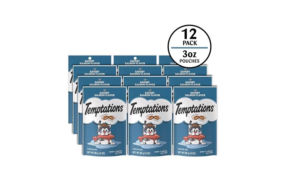 Premios Temptations Classic Crujientes y Suaves para Gatos con Sabor a Salmón, Bolsa de 85 g (Paquete de 12) - Image 3